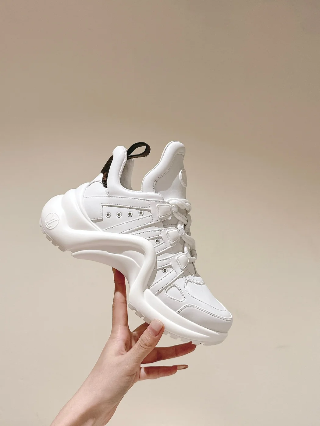 Louis Vuitton Women White Leather Chunky Sneakers product view 1