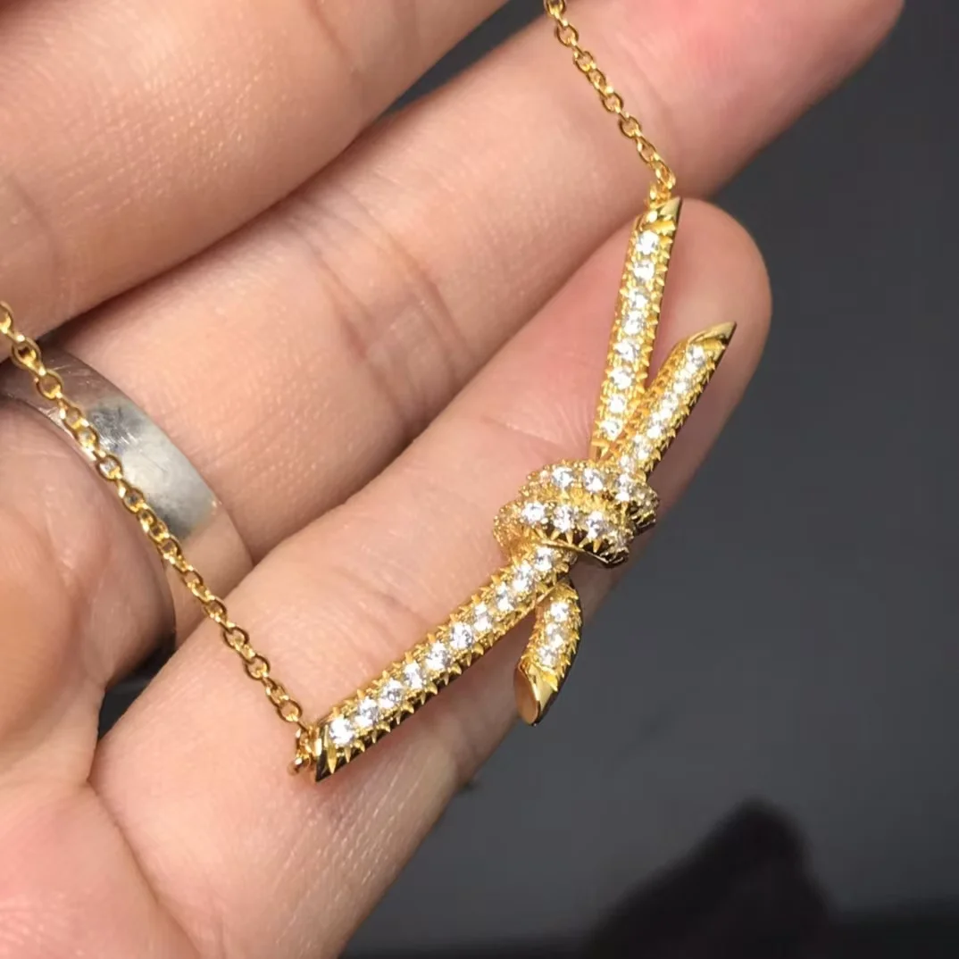 Tiffany & Co. Knot Full Pavé-Effect Pendant Necklace Gold-Tone product view 2
