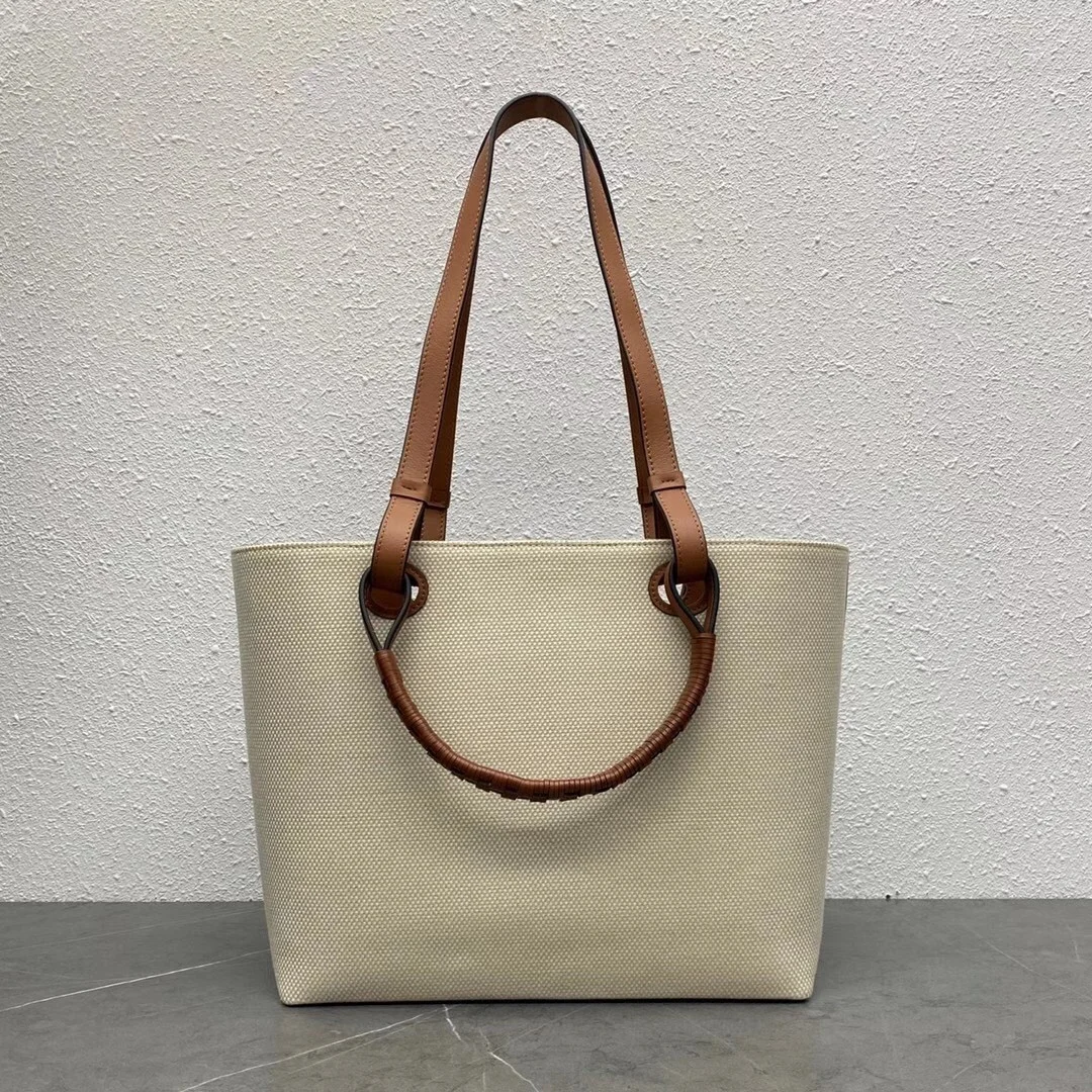 Loewe Anagram Small Tote In Jacquard and Calfskin product view 2