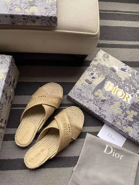 Dior Granville Espadrilles Sandals In Beige Embroidered Cotton product view 5