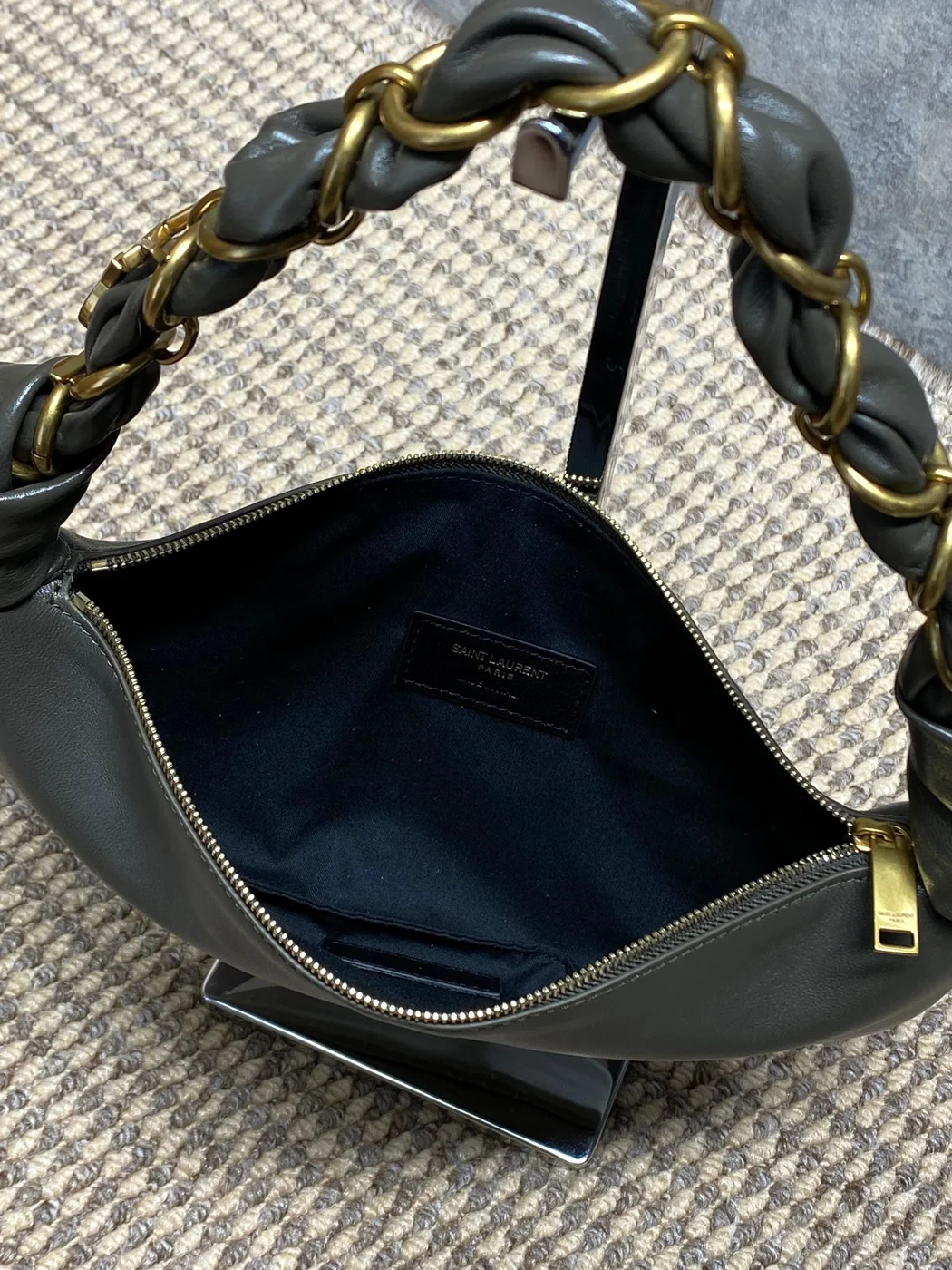 Saint Laurent Amalia Mini Hobo Bag — Olive product view 8