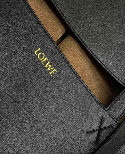 Loewe Large Puzzle Fold Tote Bag in Black Calfskin product view 6