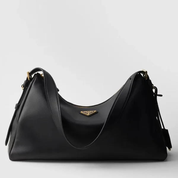 Prada Aimee Large Shoulder Bag in Black Leather product photo