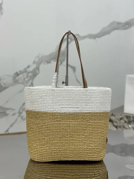 Prada Crochet Small Tote Bag in Beige/White Raffia-effect Yarn product view 4