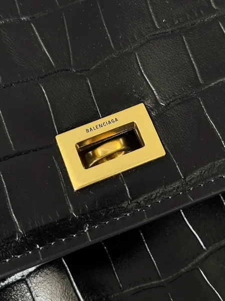 Balenciaga Rodeo Large Bag in Black Croc-Embossed Calfskin product view 4