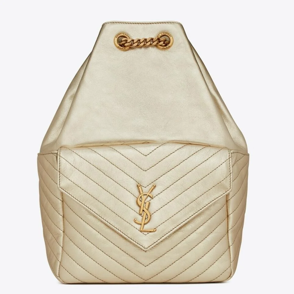 Saint Laurent Joe Backpack In Gold Lame Leather product view 1