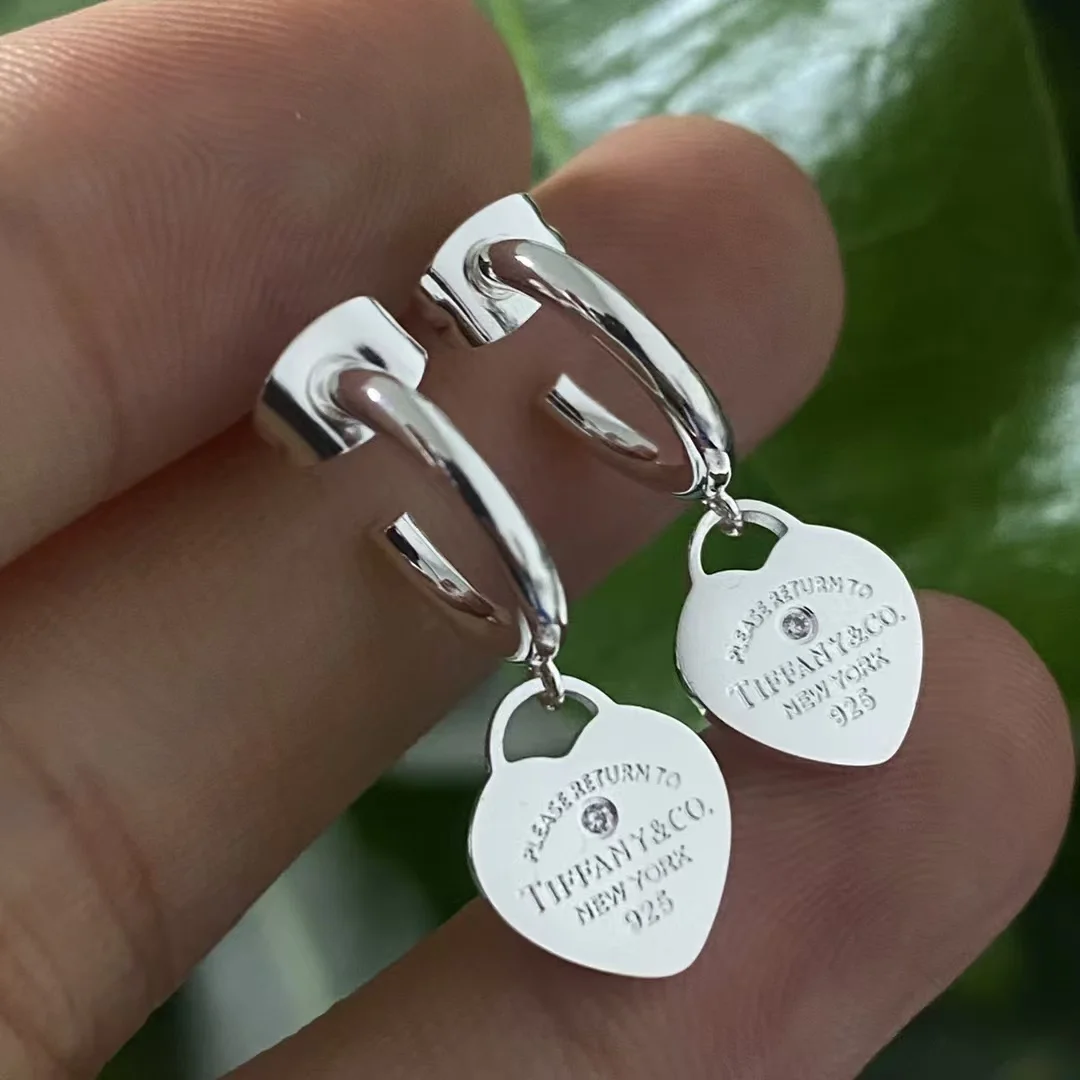 Tiffany & Co. Heart Tag Hoop Earrings Silver-Tone product view 2