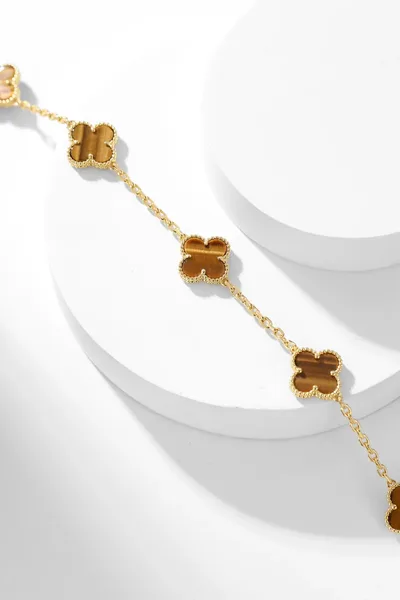 Van Cleef & Arpels Alhambra Brown Ten-Motif Gold-Tone Necklace product view 4