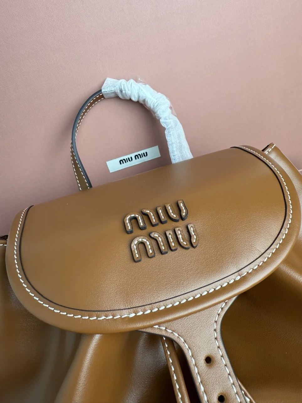 Miu Miu Large Backpack in Brown Calfskin product view 9