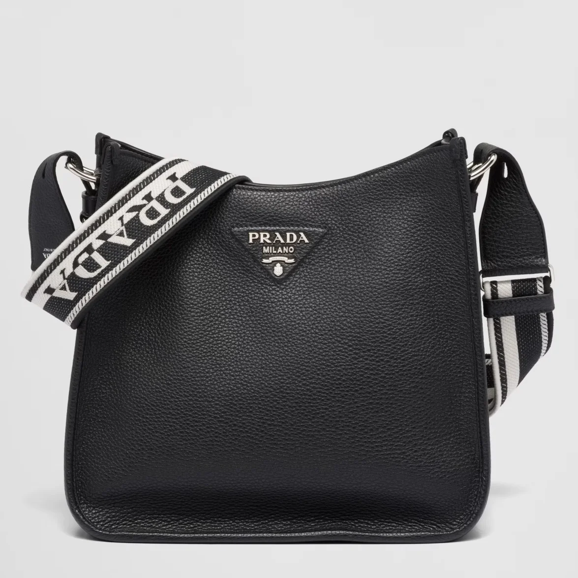 Prada Hobo Bag in Black Grained Leather product view 1