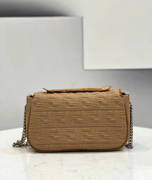 Fendi Baguette Chain Midi Bag In Beige FF Fabric product view 7