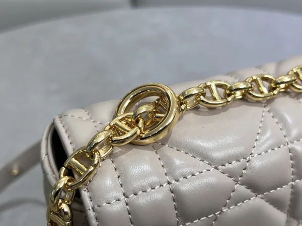 Medium Soft Dior Caro Bag — Taupe with Gold-Tone Hardware product view 5