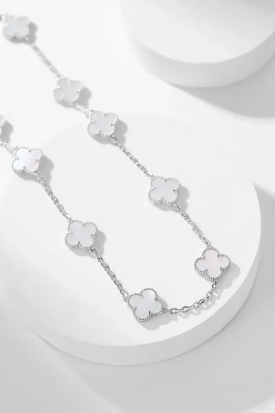 Van Cleef & Arpels Alhambra White Ten-Motif Silver-Tone Necklace product view 3