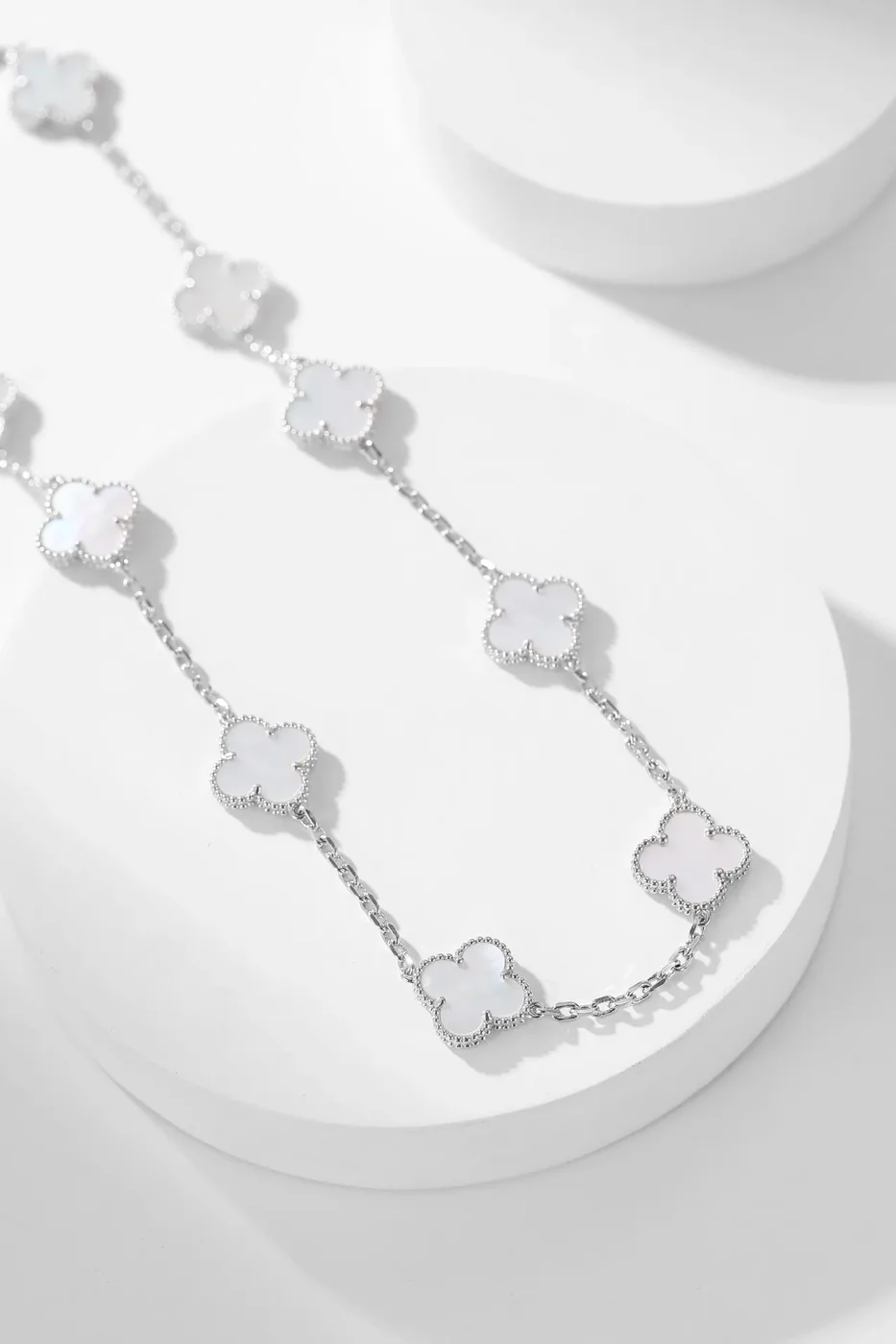 Van Cleef & Arpels Alhambra White Ten-Motif Silver-Tone Necklace product view 3