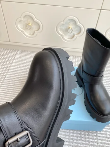 Prada Biker Boots in Black Calfskin product view 9
