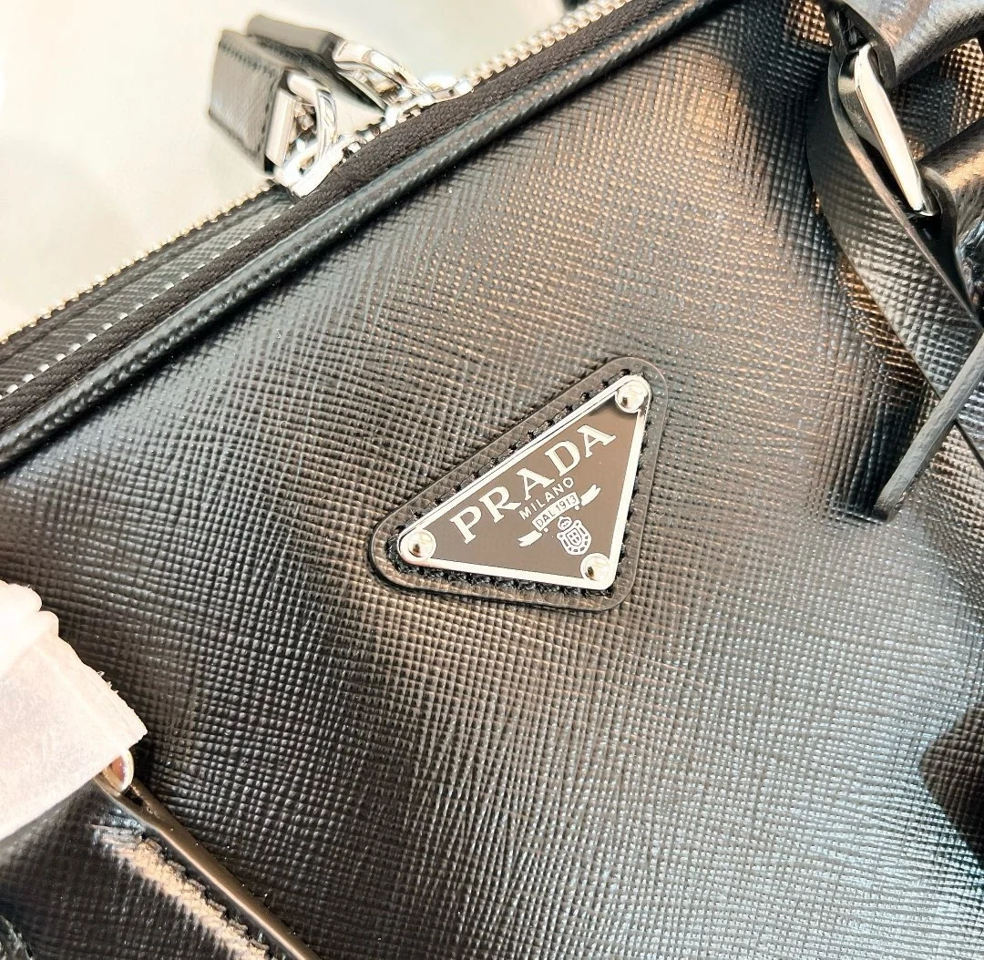 Prada Briefcase with Two Compartments in Black Saffiano Leather product view 8