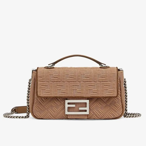 Fendi Baguette Chain Midi Bag In Beige FF Fabric product photo