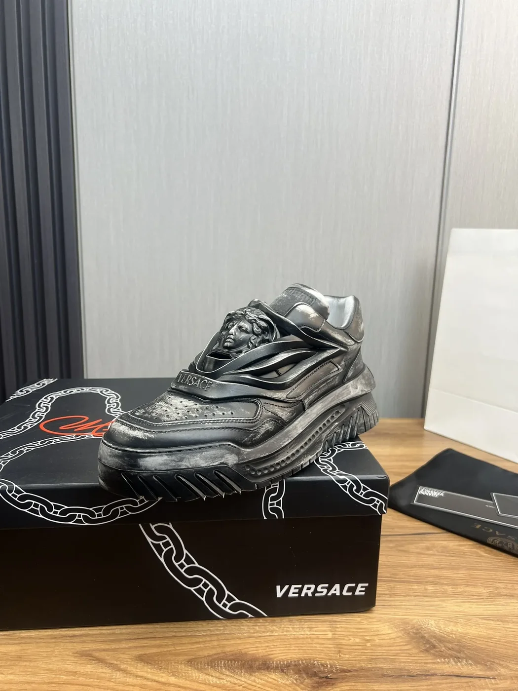 Versace Leather Sneakers in Black product view 1