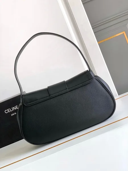Celine Medium Polly Shoulder Bag in Black Calfskin product view 7