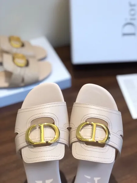 Dior 30 Montaigne Slides In Beige Calfskin product view 6
