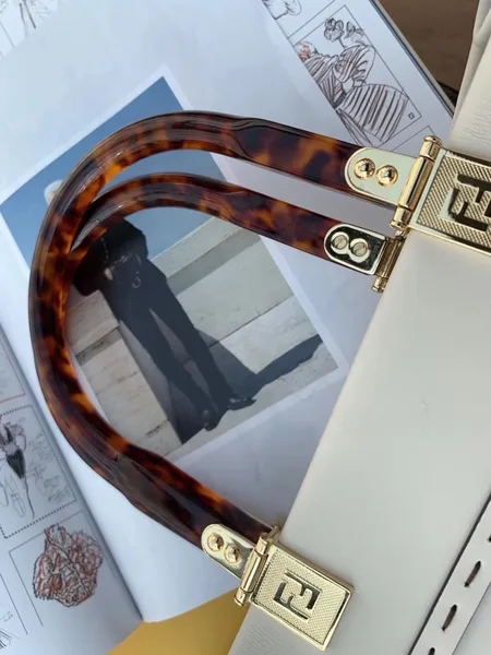 Fendi Sunshine Large Tote Bag In White Calfskin product view 9