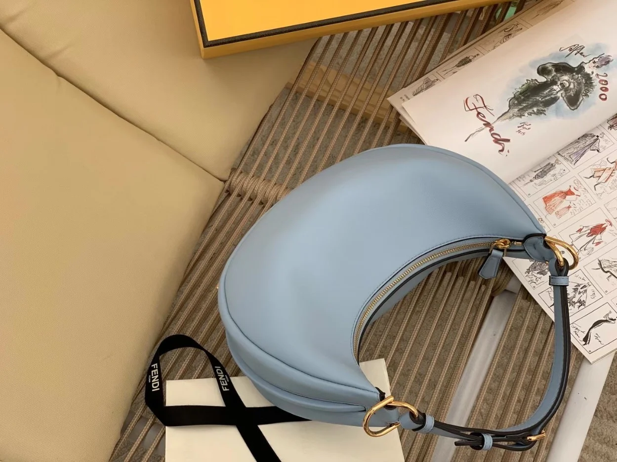 Fendi Fendigraphy Small Hobo Bag In Light Blue Leather product view 3