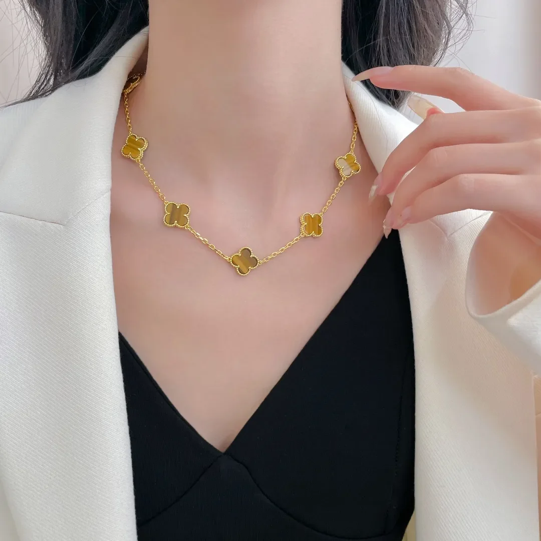Van Cleef & Arpels Alhambra Brown Ten-Motif Gold-Tone Necklace product view 9