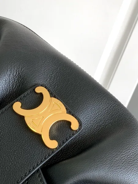 Celine Medium Polly Shoulder Bag in Black Calfskin product view 6