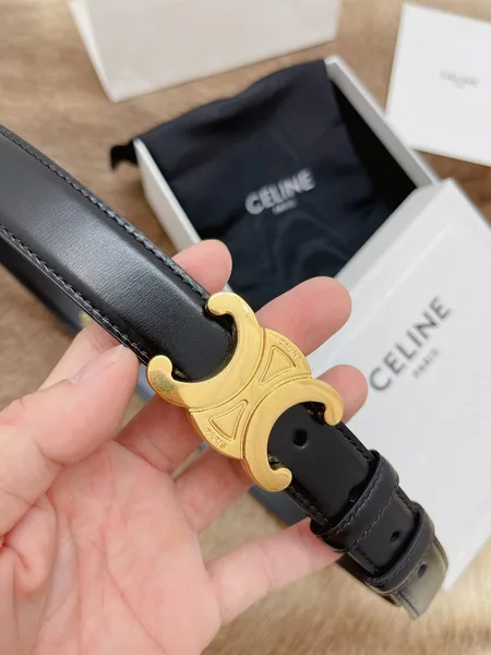 Celine Medium Triomphe Belt 25MM in Black Calfskin product view 6