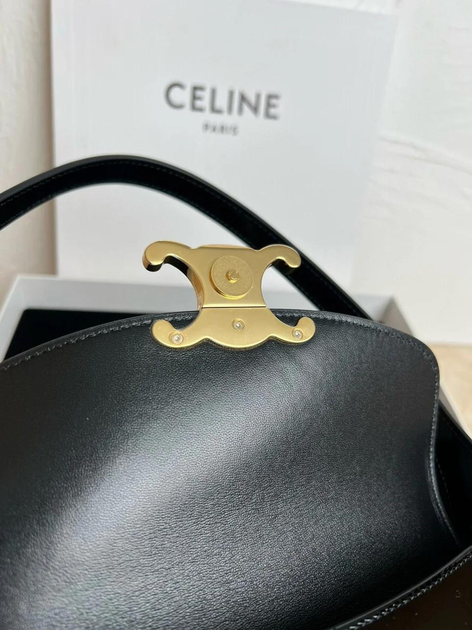 Celine Terence Shoulder Bag in Black Patent Calfskin product view 2