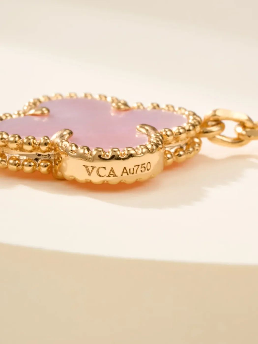 Van Cleef & Arpels Alhambra Pale Pink Clover and Gold-Tone Knot Bracelet product view 11