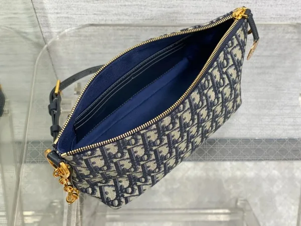 Dior Diorstar Hobo Bag with Chain in Blue Oblique Jacquard product view 4