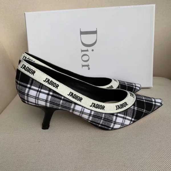 Dior J’Adior Pumps 65mm In Black and White Tartan Fabric product view 4