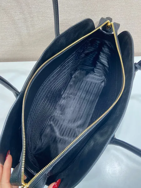 Prada Large Leather Tote Bag — Black product view 8