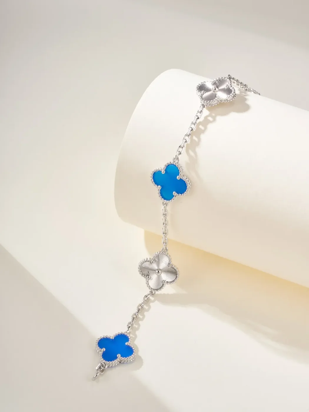 Van Cleef & Arpels Alhambra Blue Clover and Silver-Tone Knot Bracelet product view 3