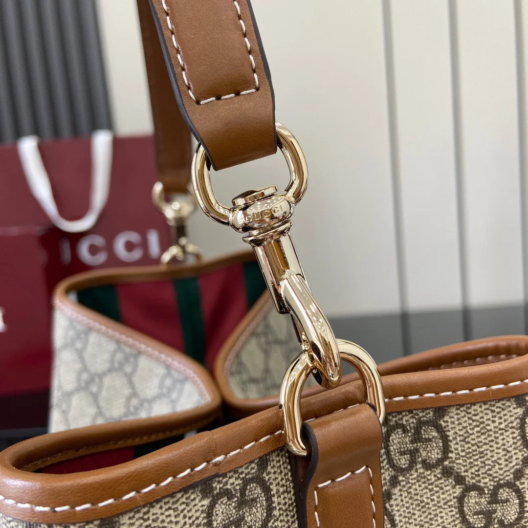Gucci Gg Emblem Medium Bucket Bag — Beige and Brown product view 7