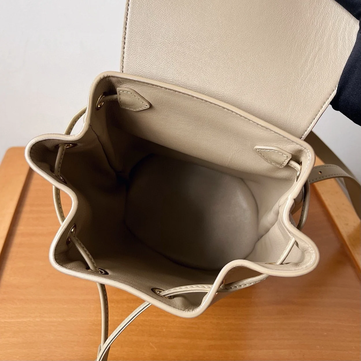 Celine Bonnie Backpack in Nude Calfskin product view 5