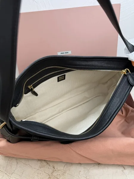 Miu Miu Aventure Medium Shoulder Bag in Black Nappa Leather product view 2