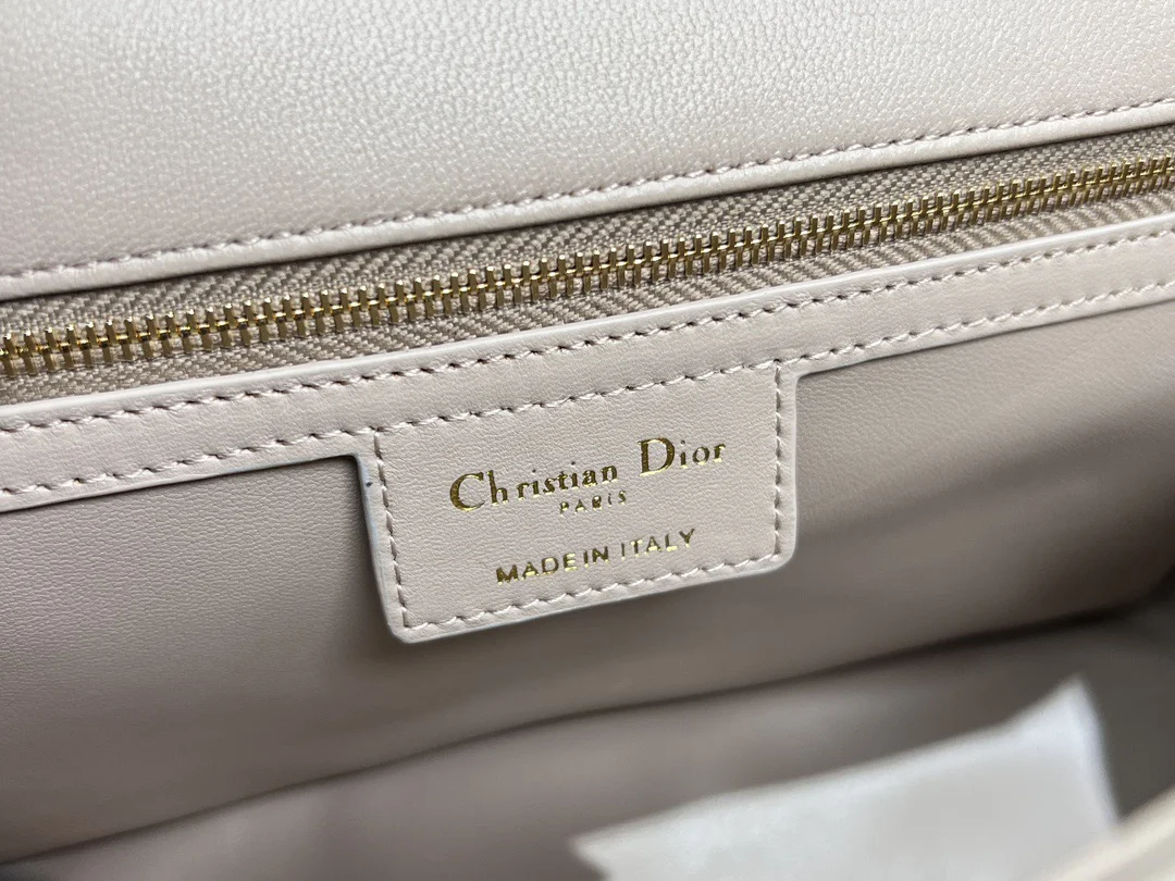 Medium Soft Dior Caro Bag — Taupe with Gold-Tone Hardware product view 9