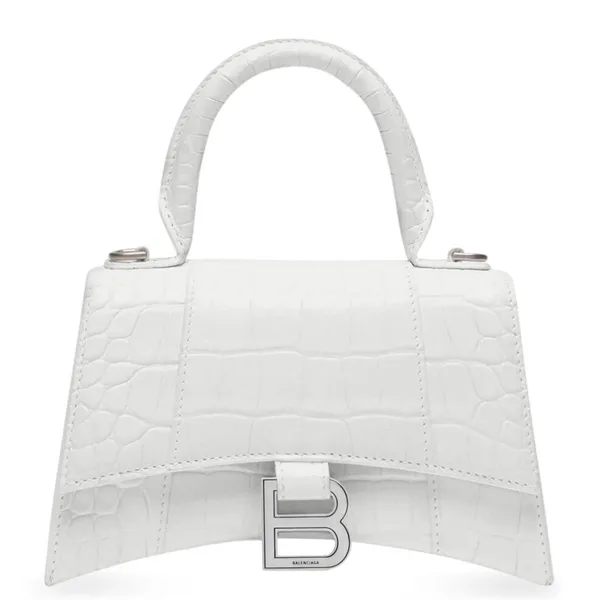 Balenciaga Hourglass XS Bag in White Croc-Embossed Calfskin product photo