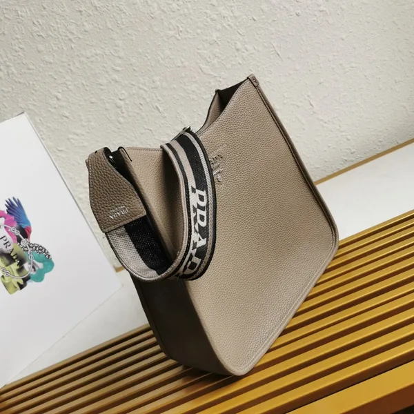 Prada Hobo Bag in Grey Grained Leather product view 4