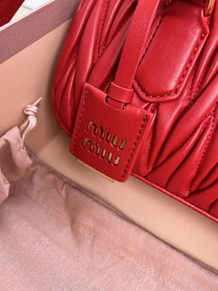 Miu Miu Arcadie Medium Bag in Red Matelasse Leather product view 6