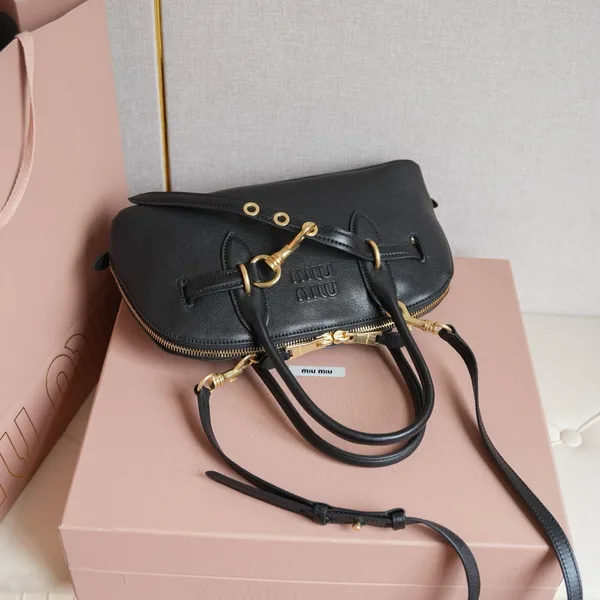 Miu Miu Aventure Medium Top-handle Bag in Black Nappa Leather product view 5