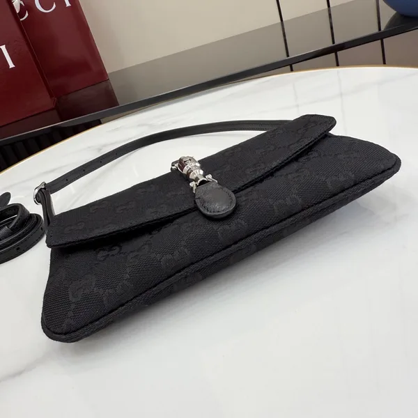 Gucci Jackie Small Shoulder Bag — Black Jacquard with Silver-Tone Hardware product view 4