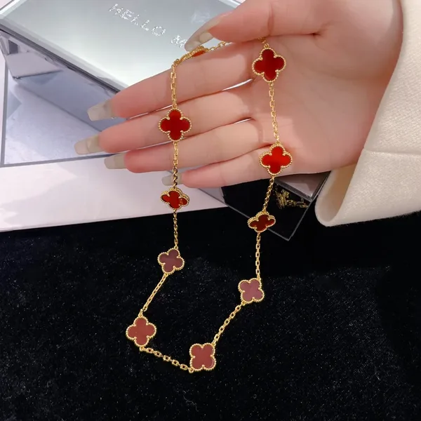 Van Cleef & Arpels Alhambra Red Ten-Motif Gold-Tone Necklace product view 8