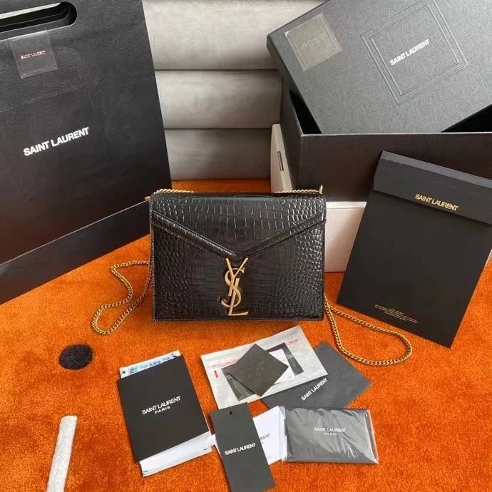 Saint Laurent Cassandra Medium Bag In Black Croc-Embossed Leather product view 8