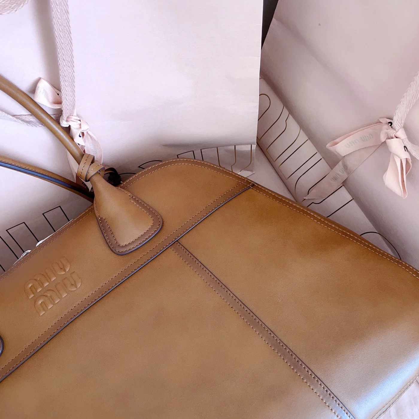 Miu Miu Vivant Leather Bag — Cognac product view 7