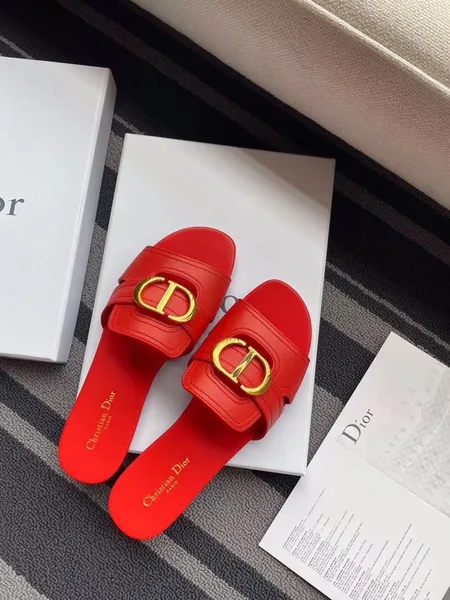 Dior 30 Montaigne Slides In Red Calfskin product view 6