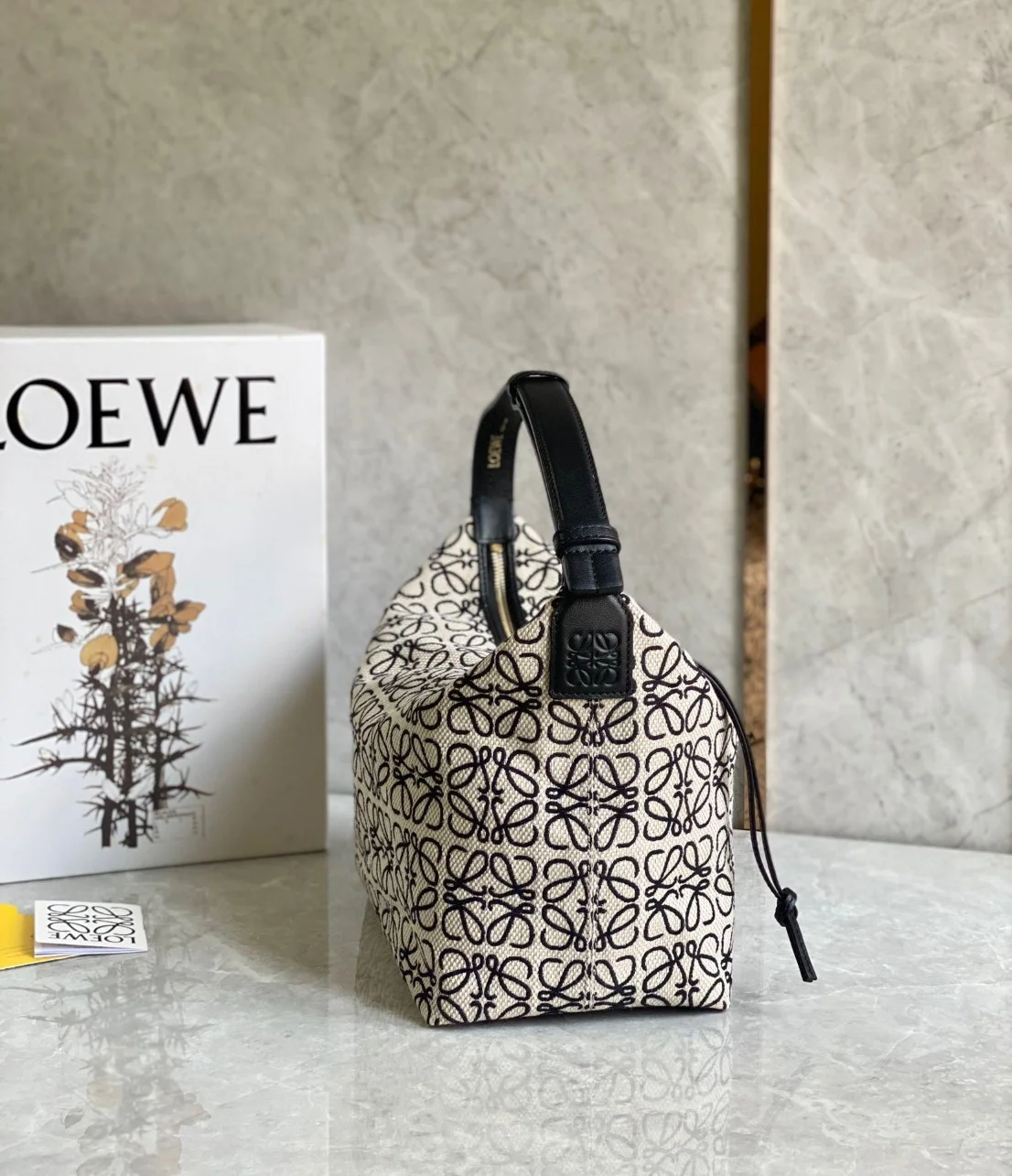 Loewe Cubi Medium Bag in White Anagram Jacquard product view 9
