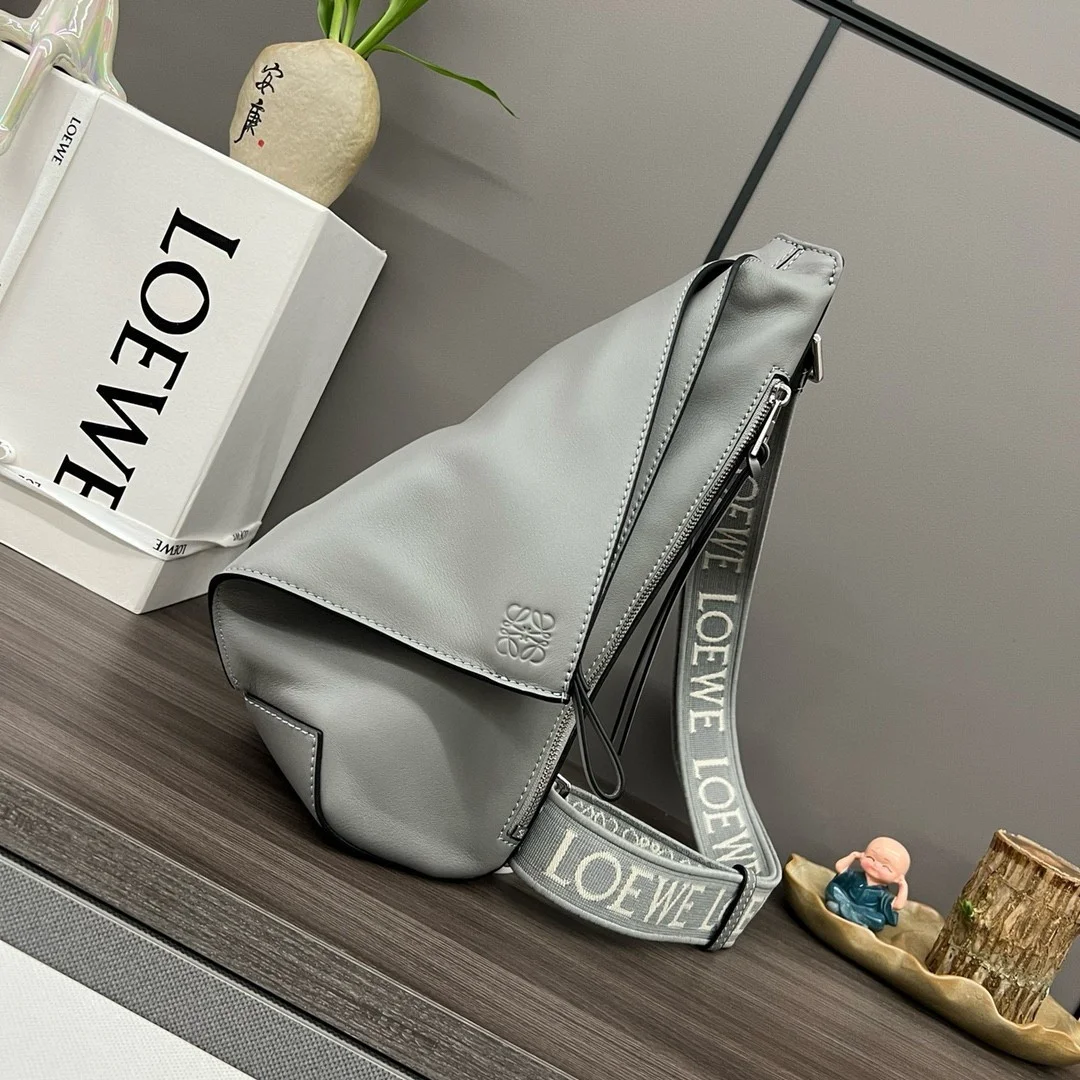 Loewe Anton Sling Bag in Grey Calfskin and Jacquard product view 7